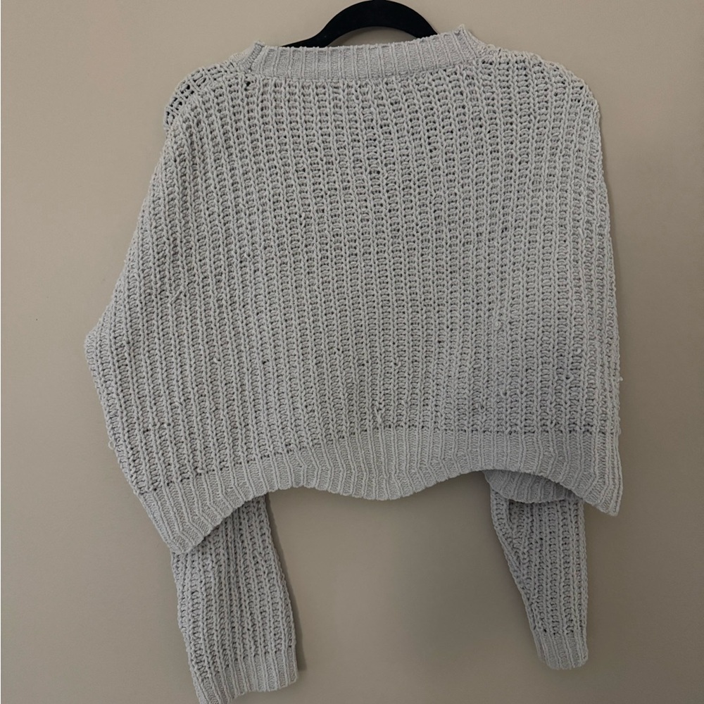 Cropped Beige Waffle Knit Sweater - Picture 3 of 3